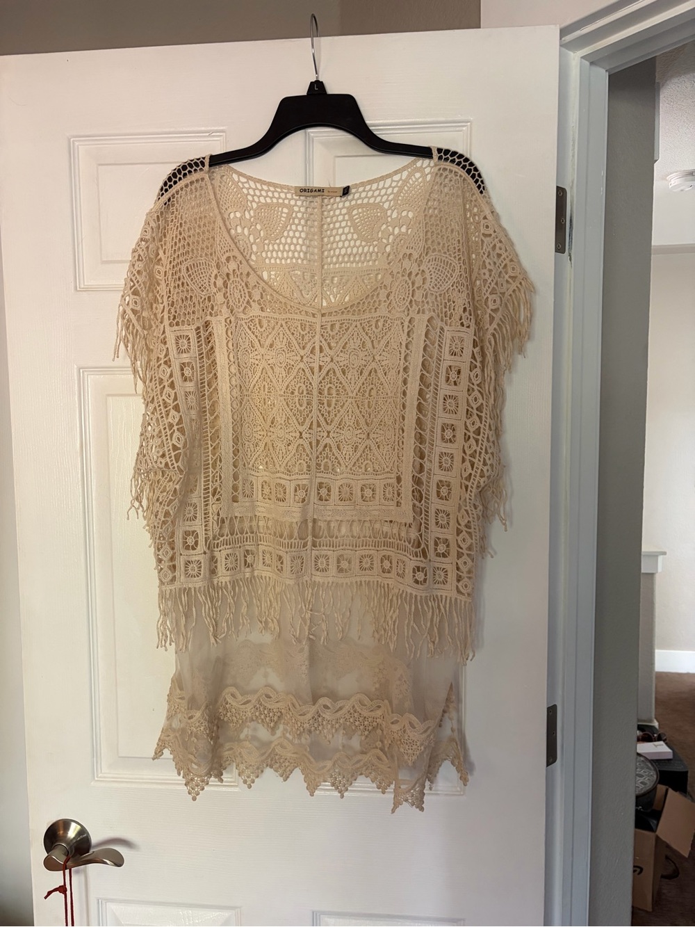Delicate Crochet Fringe Women’s Top - Cream